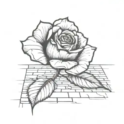 A minimalist tattoo of a rose growing out of a crack in the pavement, symbolizing beauty in the ghetto tattoo design idea