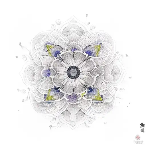 Data visualization of a botanical flower tattoo design idea