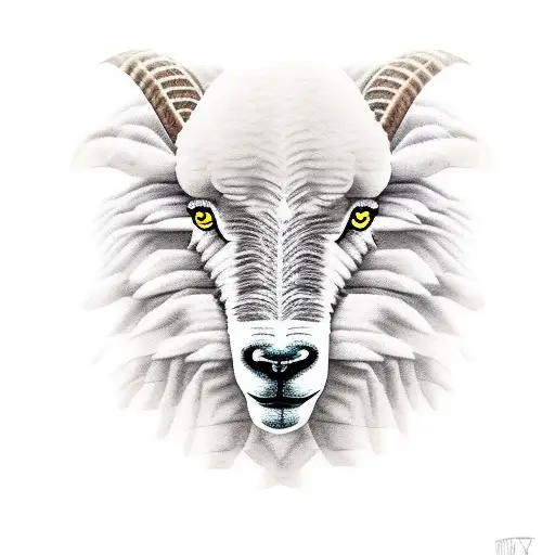 sheep with wolfs skin tattoo design idea