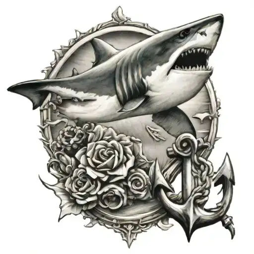 shark,bear,anchor tattoo design idea