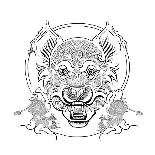 Foo Dog tattoo design idea