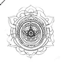 A detailed mandala with Shakti symbols surrounding an image of Goddess Durga tattoo design idea