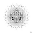 A detailed mandala with Shakti symbols surrounding an image of Goddess Durga tattoo design idea