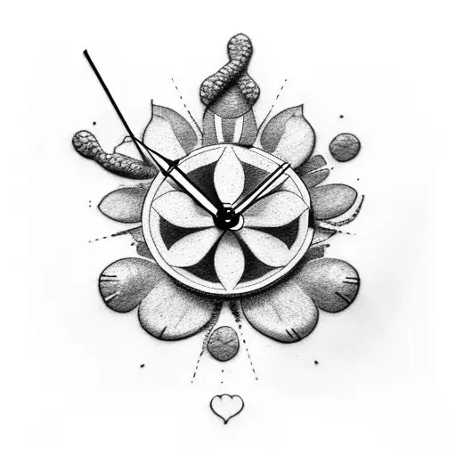 Combine 4 leaf clover and clock tattoo design idea