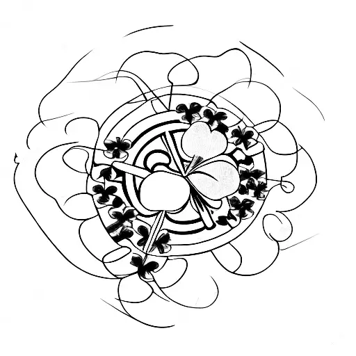 Combine 4-leaf clover with a clock to get a tough temperament tattoo design idea