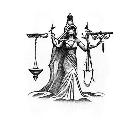 lady justice tarot card tattoo design idea