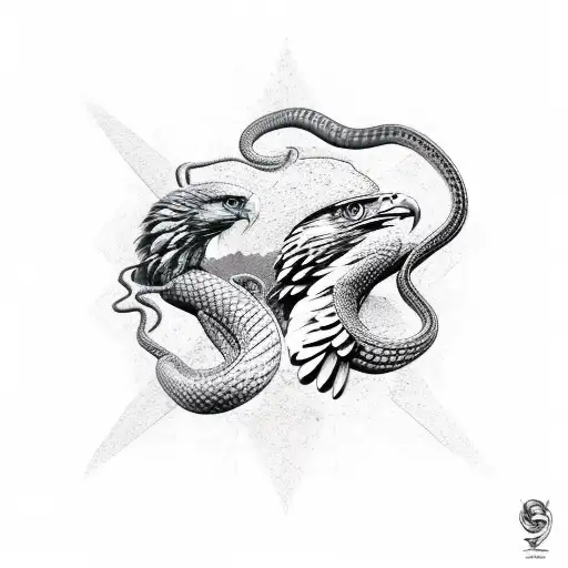 snake and eagle tattoo design idea