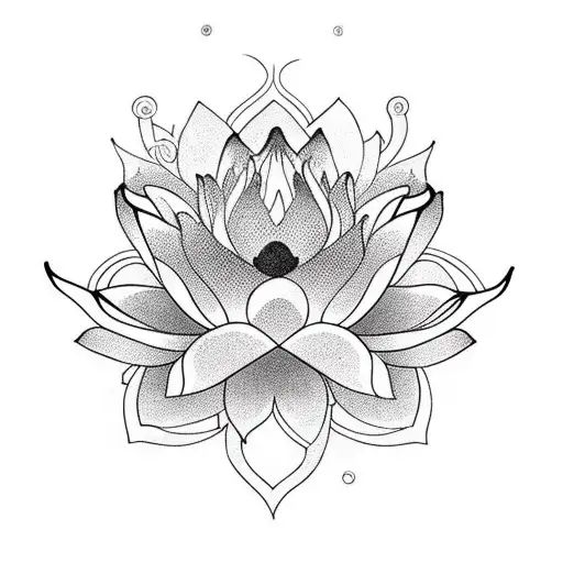 Lotus flower blooming amidst snake coils symbolizing spiritual enlightenment tattoo design idea