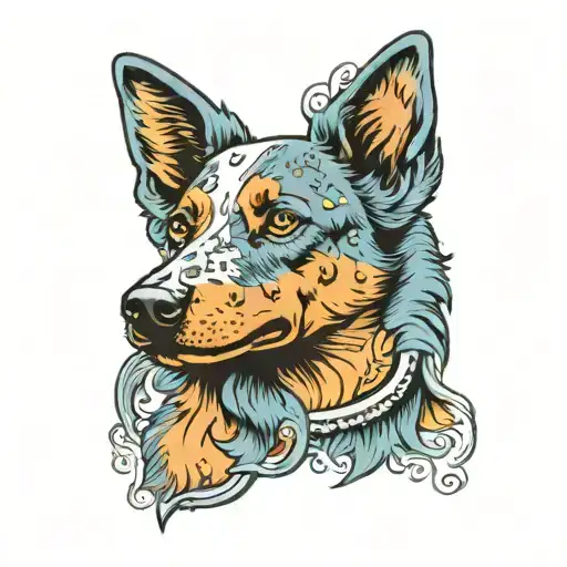 Blue healer dog tattoo design idea