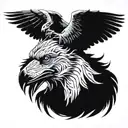 raven on a wolf head tattoo design idea