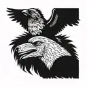 raven on a wolf head tattoo design idea