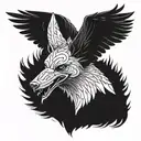 raven on a wolf head tattoo design idea