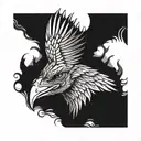 raven on a wolf head tattoo design idea