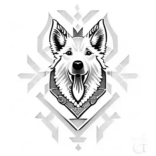 white Swiss Shepard  tattoo design idea