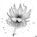 red spider lily with snake tattoo design idea