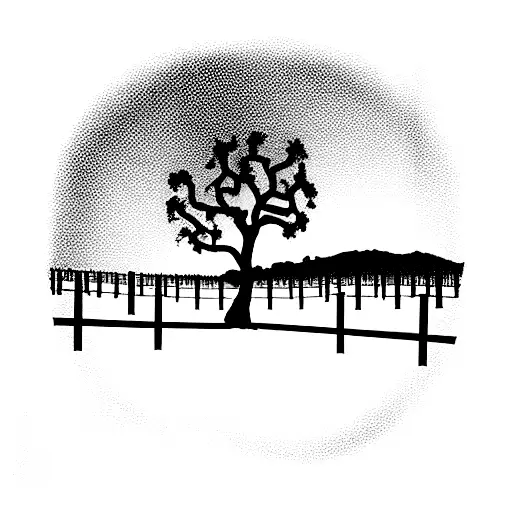 winding film strip that turns into a vineyard row, with the Hollywood sign on one end and an oak tree on the other tattoo design idea