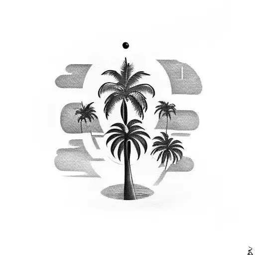 Create a forearm tattoo in black ink, blending Hollywood's iconic sign, palm trees, and film reel with Morgan Hill CA tattoo design idea