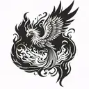 A phoenix rising from the ashes symbolizing the strength to let go of the past tattoo design idea