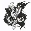 A phoenix rising from the ashes symbolizing the strength to let go of the past tattoo design idea