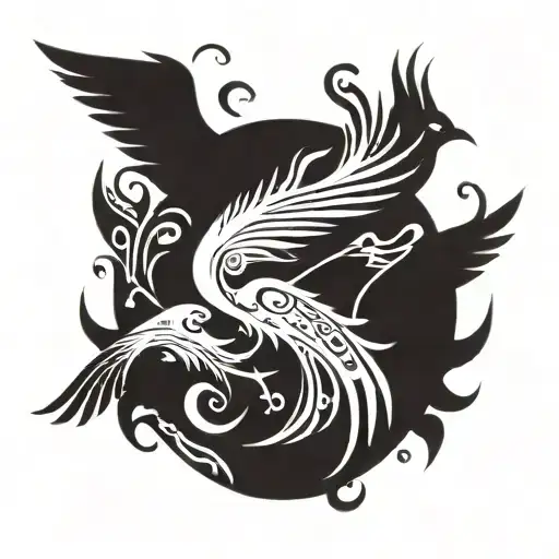 phoenix bird and my kids Beeri and Mika tattoo design idea
