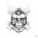 memento mori with skul, roses and a sand clock tattoo design idea