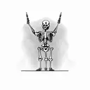 Skeleton standing on pile of skulls tattoo design idea