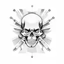 Skeleton standing on pile of skulls tattoo design idea