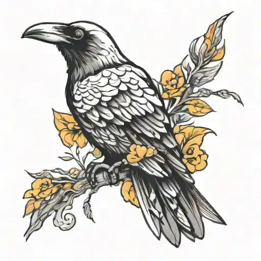 raven killing a dove tattoo design idea