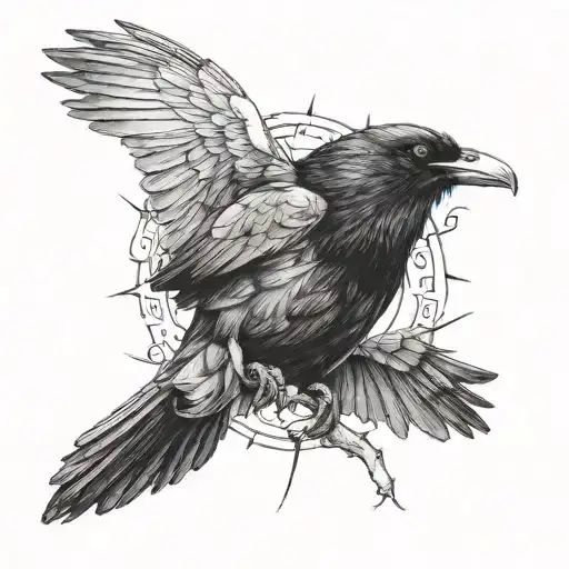 raven killing a dove tattoo design idea