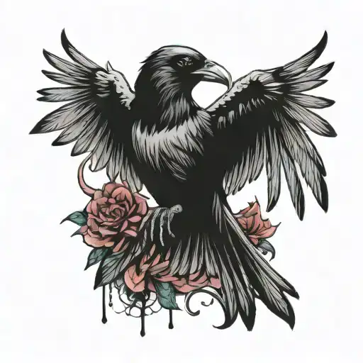 raven killing a dove tattoo design idea