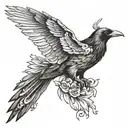 raven killing a dove tattoo design idea