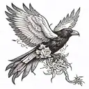 raven killing a dove tattoo design idea