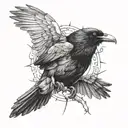 raven killing a dove tattoo design idea