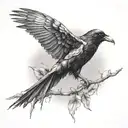 raven killing a dove tattoo design idea