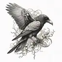 raven killing a dove tattoo design idea