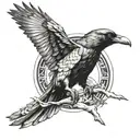 raven killing a dove tattoo design idea