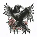 raven killing a dove tattoo design idea