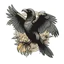 raven killing a dove tattoo design idea