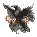 raven killing a dove tattoo design idea