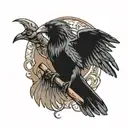 raven killing a dove tattoo design idea