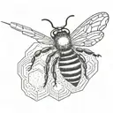 bee hexagon sewing needle tattoo design idea
