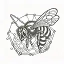 bee hexagon sewing needle tattoo design idea