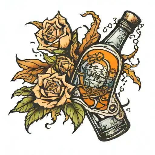 broken malibu bottle tattoo design idea