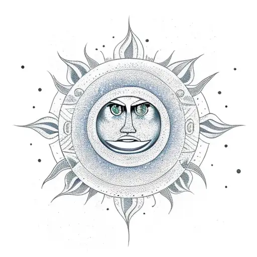 sun moon star  tattoo design idea