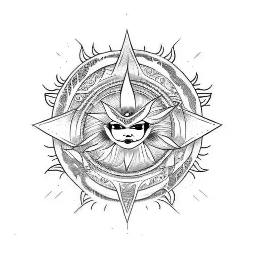 sun moon star  tattoo design idea