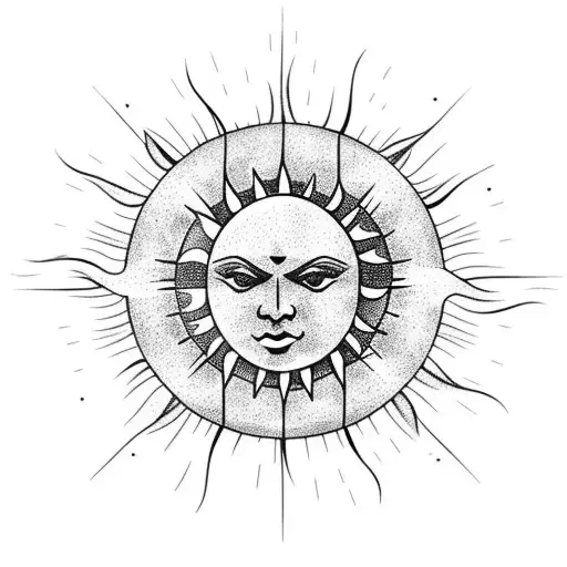 the sun the moon and the star  tattoo design idea