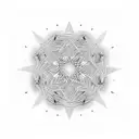 A cymatics-inspired geometric pattern incorporating the 528hz sound wave on water tattoo design idea