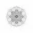 A cymatics-inspired geometric pattern incorporating the 528hz sound wave on water tattoo design idea