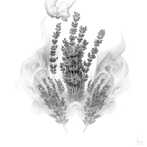 Lavender with a little bit of smoke and masculine tattoo design idea