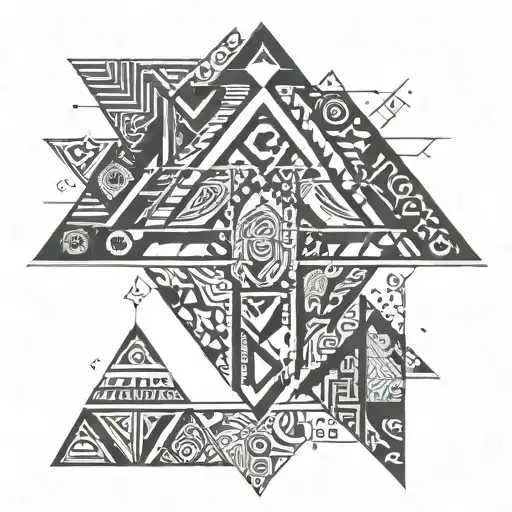 Maori tattoo design based on triangles with black textures on the shoulder for a man tattoo design idea